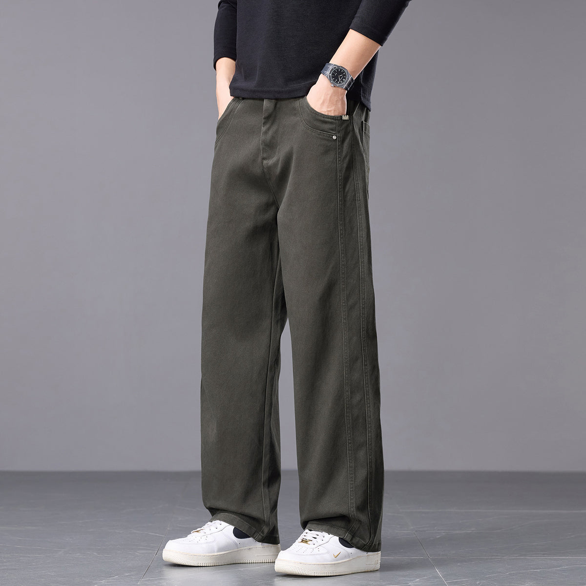 Pantalon homme effet jean coupe droite – Casual tendance, 3 coloris