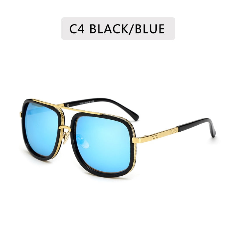 Lunettes de Soleil Grand Cadre Carré – Monture Métal Rétro Vintage Homme & Femme