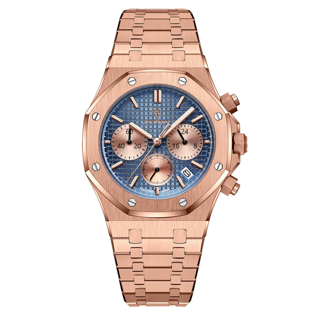 POEDAGAR Herrenuhr Chronograph – Edelstahl wasserdicht 30 m