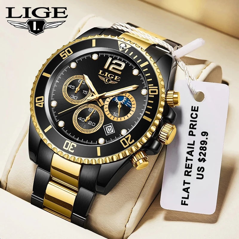 Herren-Sportuhr Chronograph Quarz – Edelstahl wasserdicht 30M