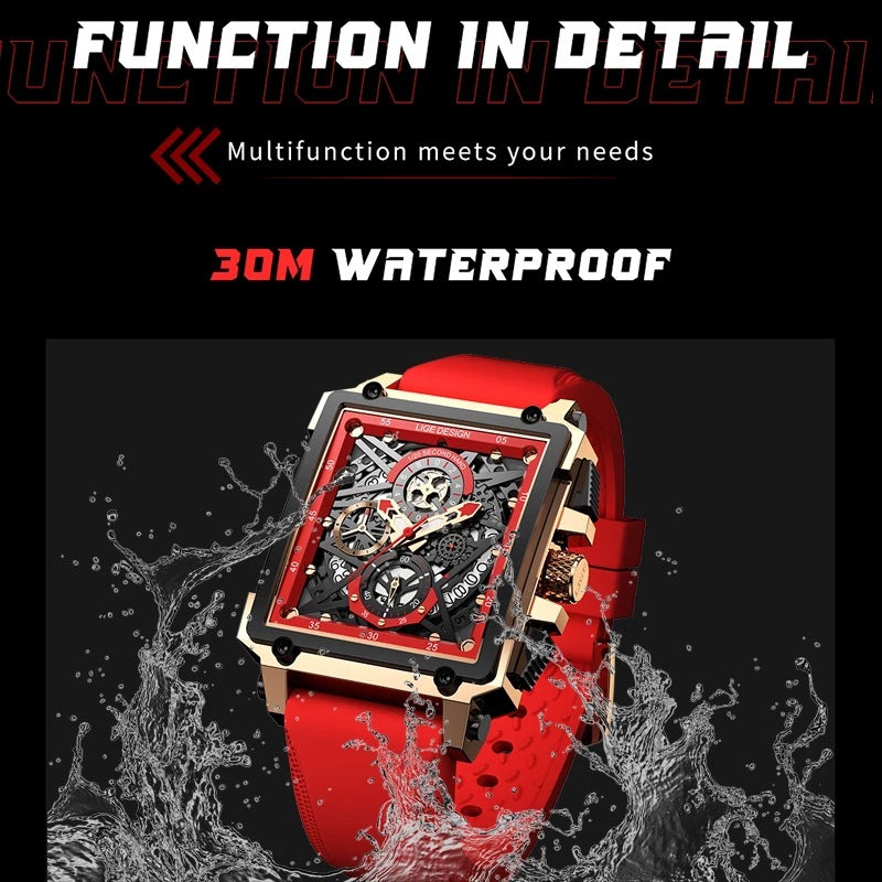 Lige Herrenuhr quadratisch Chronograph – 30M wasserdicht
