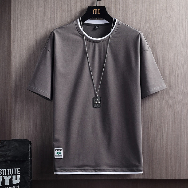 T-shirt homme uni coupe ample à manches courtes
