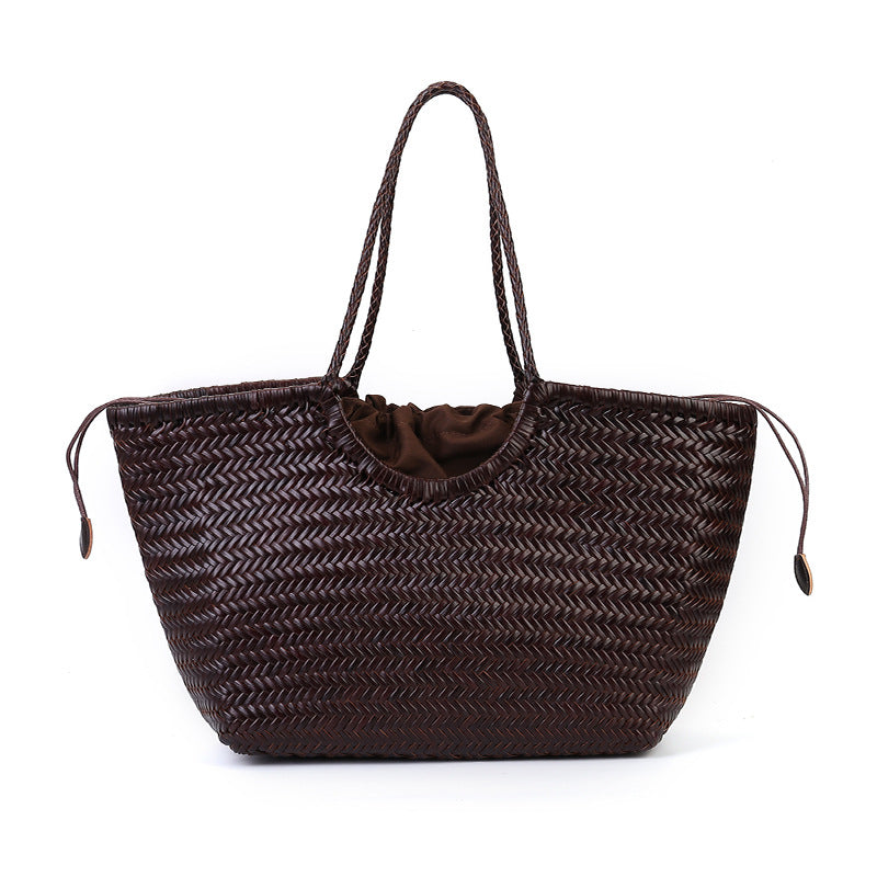 Women's Large Capacity Woven Bag – Genuine Leather Street Fashion