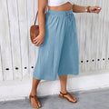 Pantalon large raccourci femme bleu ciel – du XL au 4XL