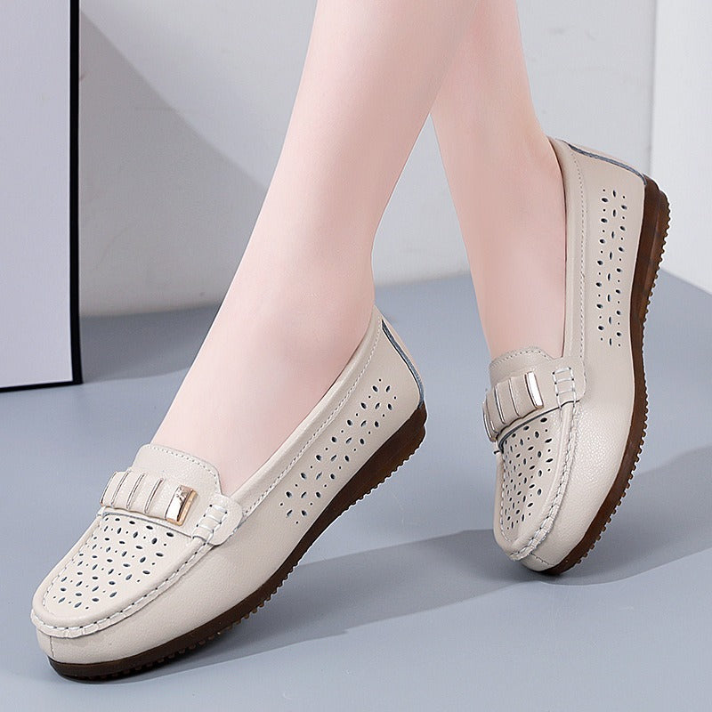 Mocassins Plats en Cuir de Vache Femme – Style Coréen Confortable