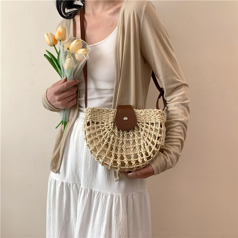 Sac tressé en paille femme – Sac de plage bandoulière épaule