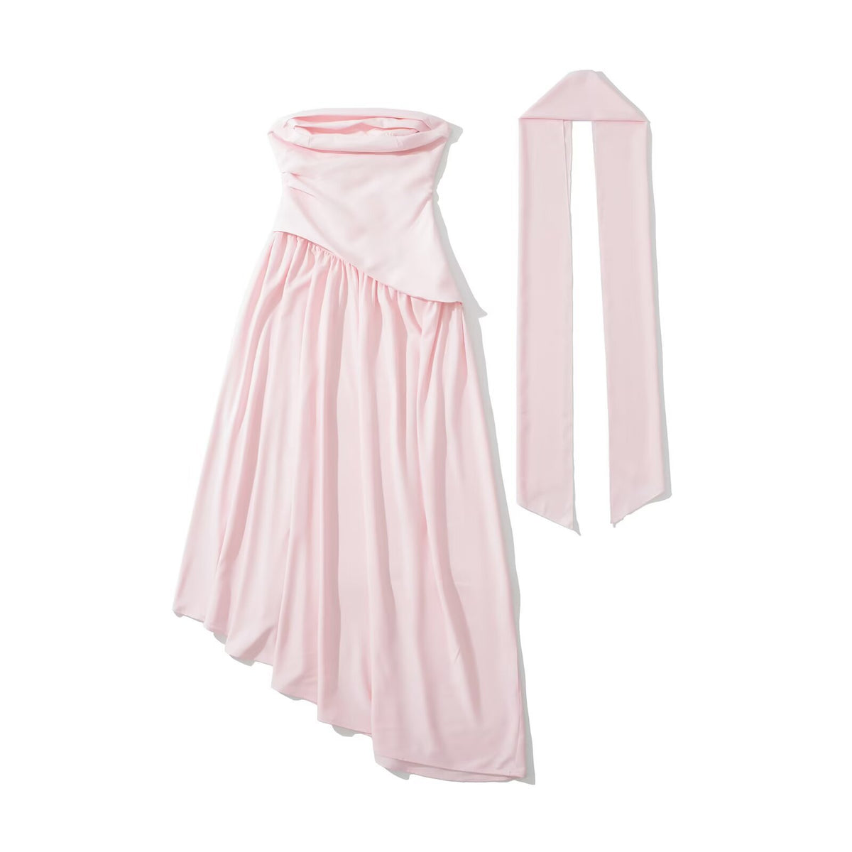 Robe bustier femme drapée à jupe asymétrique