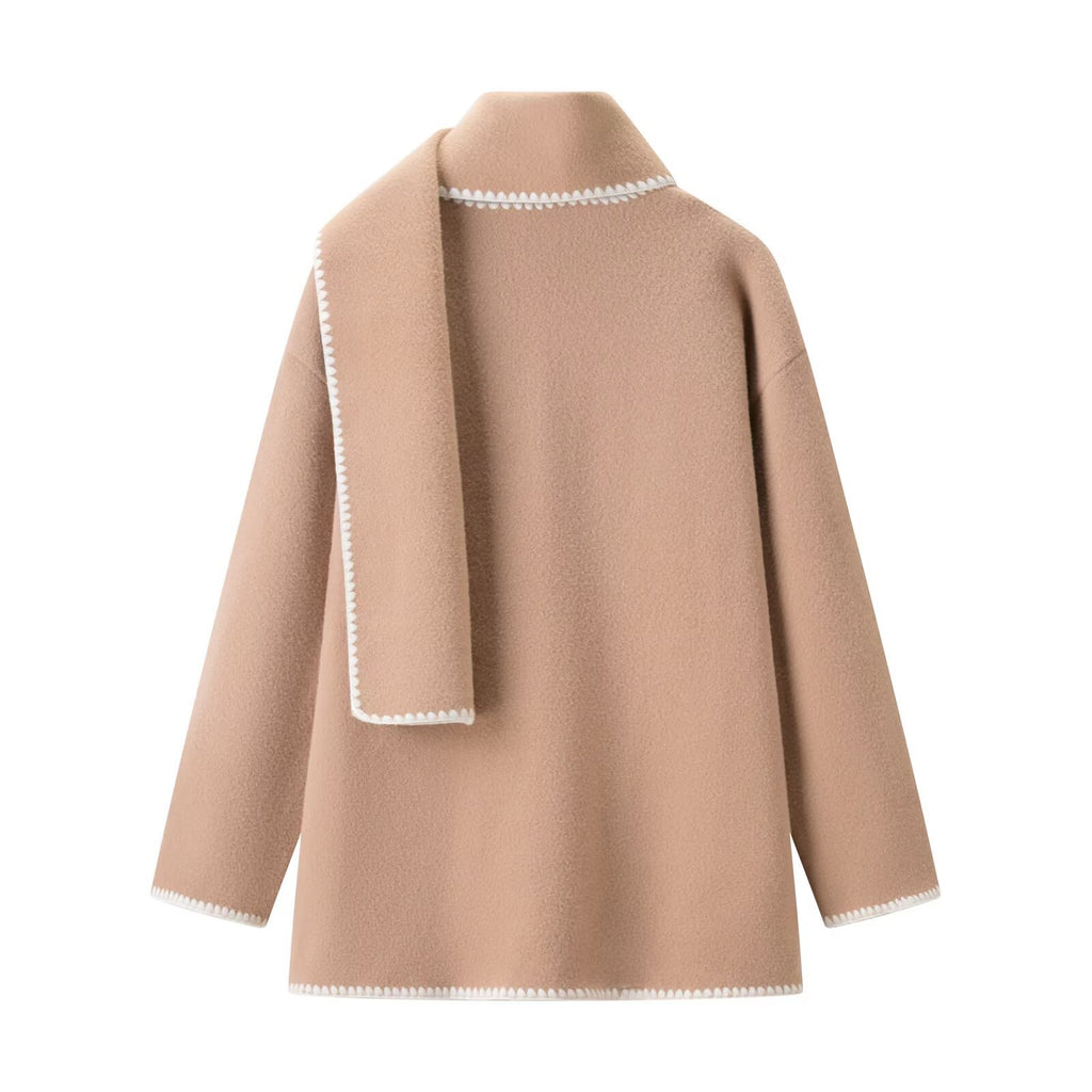 Manteau Col Écharpe Femme – Coupe Oversize Élégante Boutons