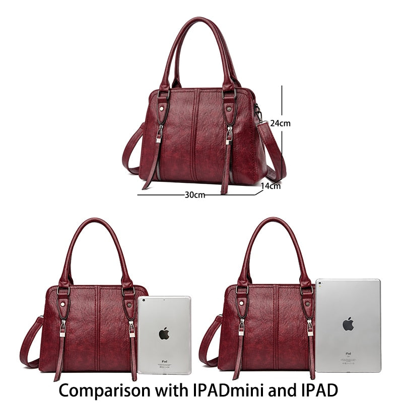 Women's Faux Leather Retro Large Capacity Handbag – Casual Chic Shoulder Bag