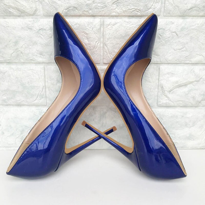 Escarpins Stiletto Bout Pointu Cuir Verni Femme – Talon Aiguille 8 à 12 cm