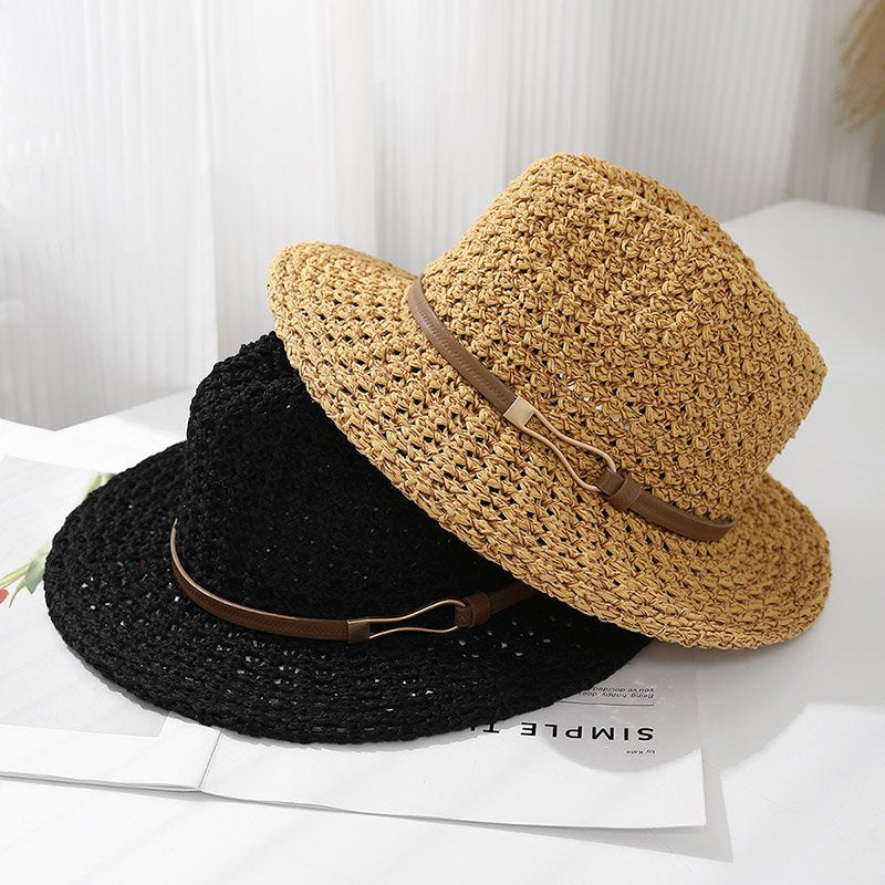 Chapeau d’été femme ajouré à ruban contrastant