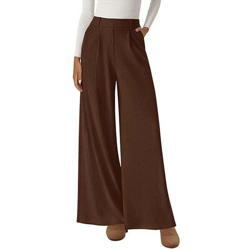 Pantalon Large Femme – Coupe Droite et Taille Mi-Haute