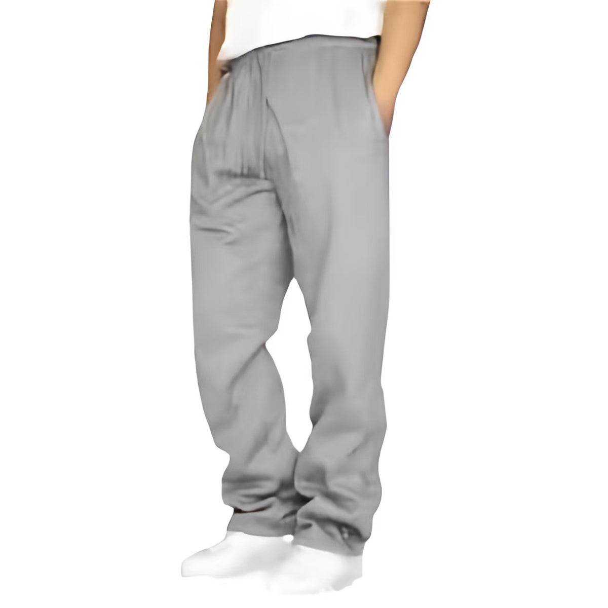 Pantalon homme effet lin taille à cordon – Coupe droite décontractée