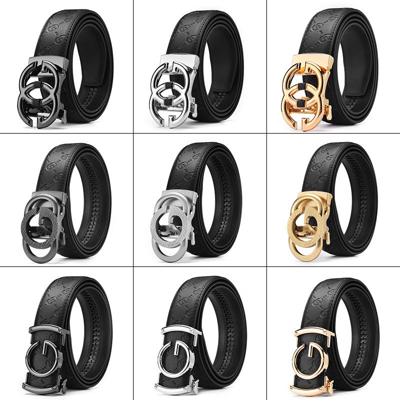 Ceinture homme en cuir à motifs et boucle automatique