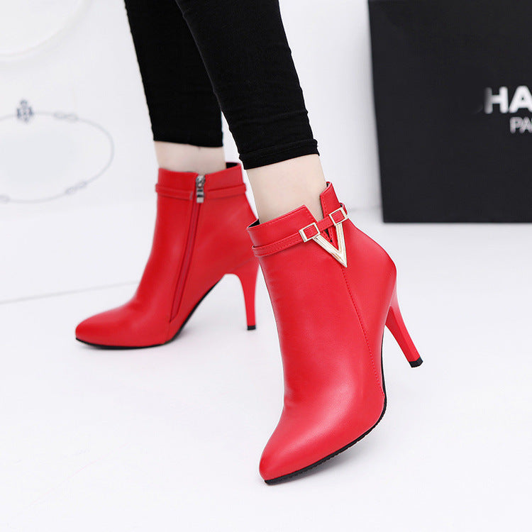 Bottines Sexy Femme – Talon Aiguille Haut, Bout Pointu, Fermeture Éclair