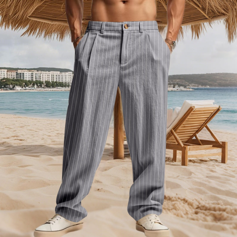 Pantalon homme rayé coupe droite