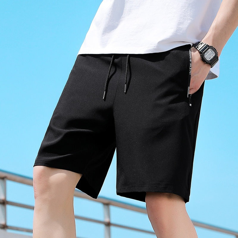 Short homme soie de glace séchage rapide – Style coréen couleur unie grande taille