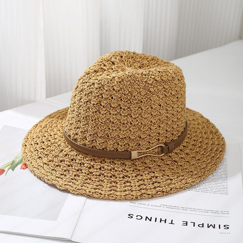 Chapeau d’été femme ajouré à ruban contrastant