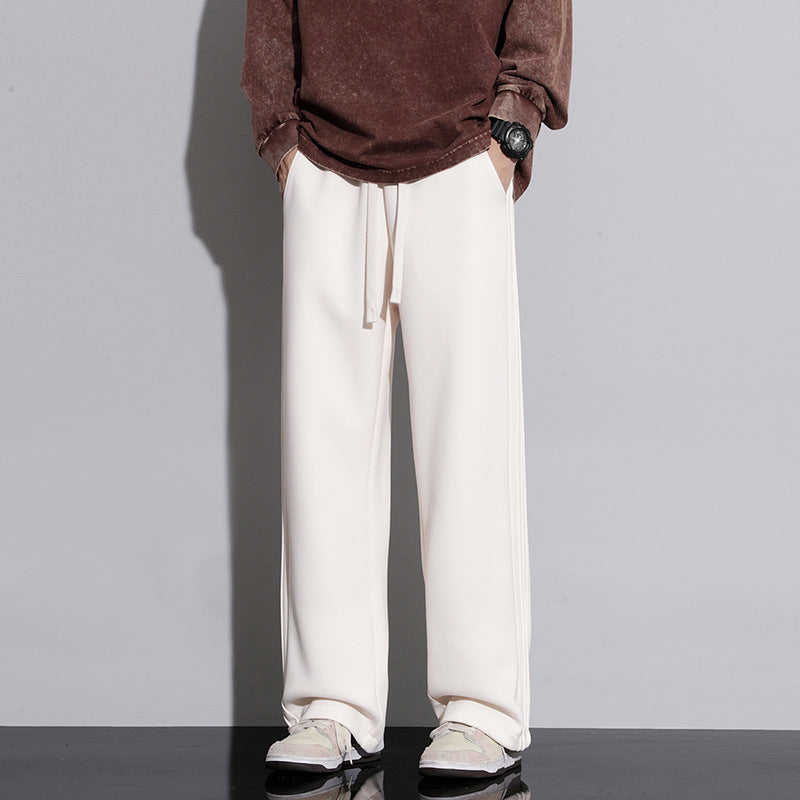 Pantalon homme large fluide – Jambe droite, taille à cordon, style chic décontracté