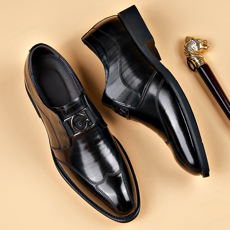 Chaussures Homme en Cuir Véritable – Bout Pointu, Sans Lacets, Mariage & Business