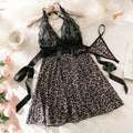 Ensemble nuisette léopard et string à dentelle noire