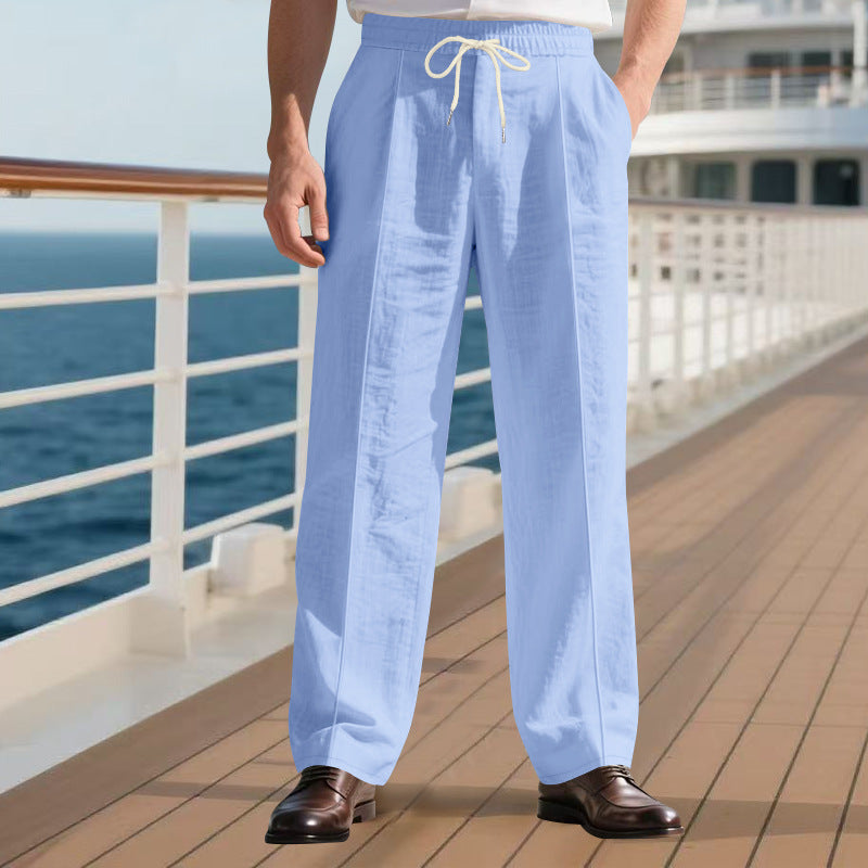 Pantalon ample homme en lin mélangé