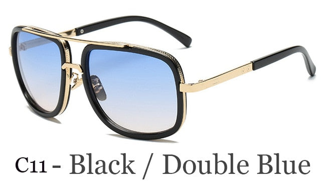 Lunettes de Soleil Grand Cadre Carré – Monture Métal Rétro Vintage Homme & Femme