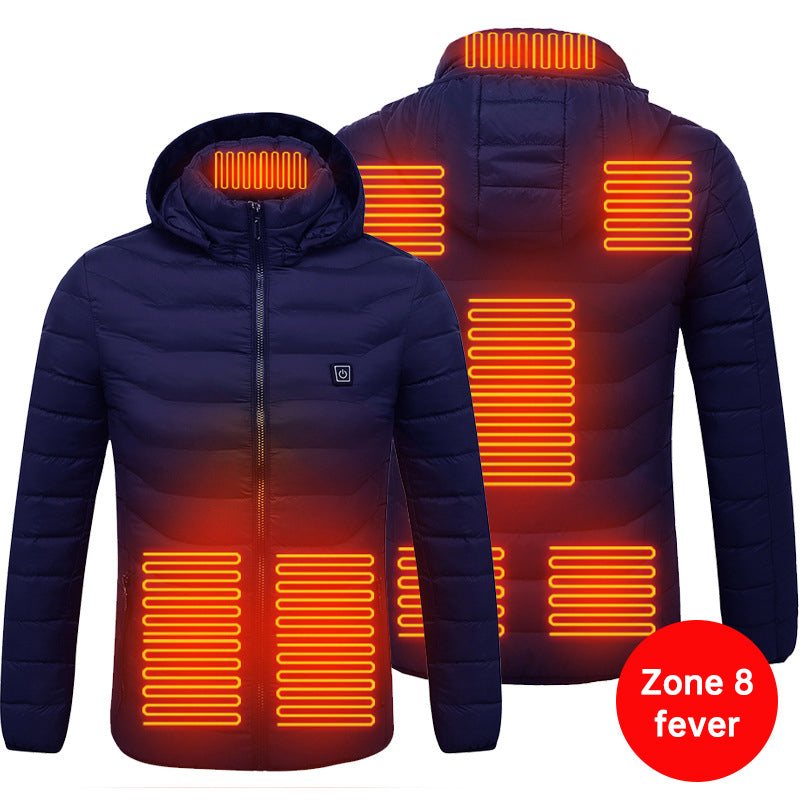 Veste Chauffante Connectée USB – Doudoune à Capuche Imperméable Homme