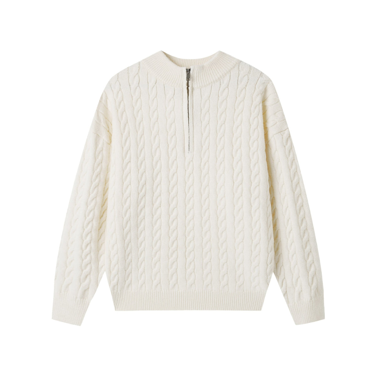 Pull homme ample en maille torsadée à manches longues
