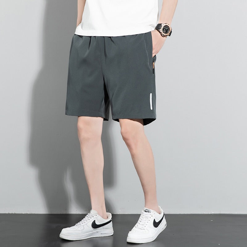 Short homme soie de glace séchage rapide – Style coréen couleur unie grande taille
