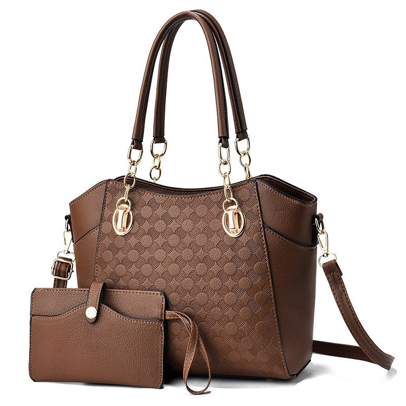 Large 2-in-1 Women's Tote Bag – Retro Style PU Leather Chain Tote Bag
