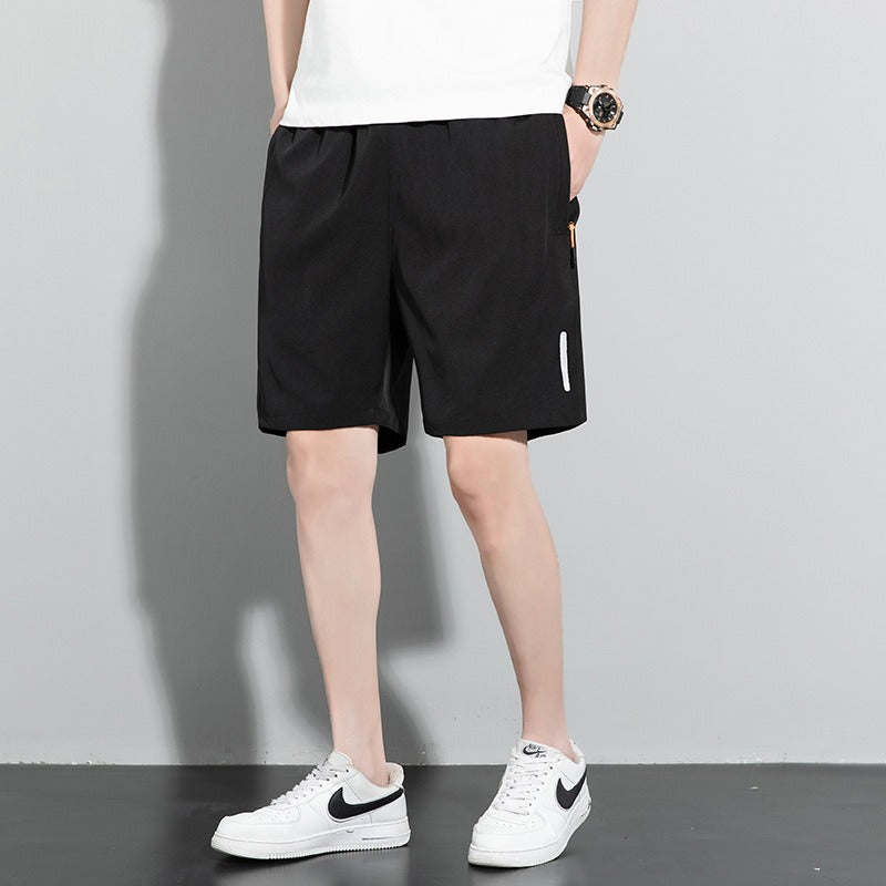Short homme soie de glace séchage rapide – Style coréen couleur unie grande taille