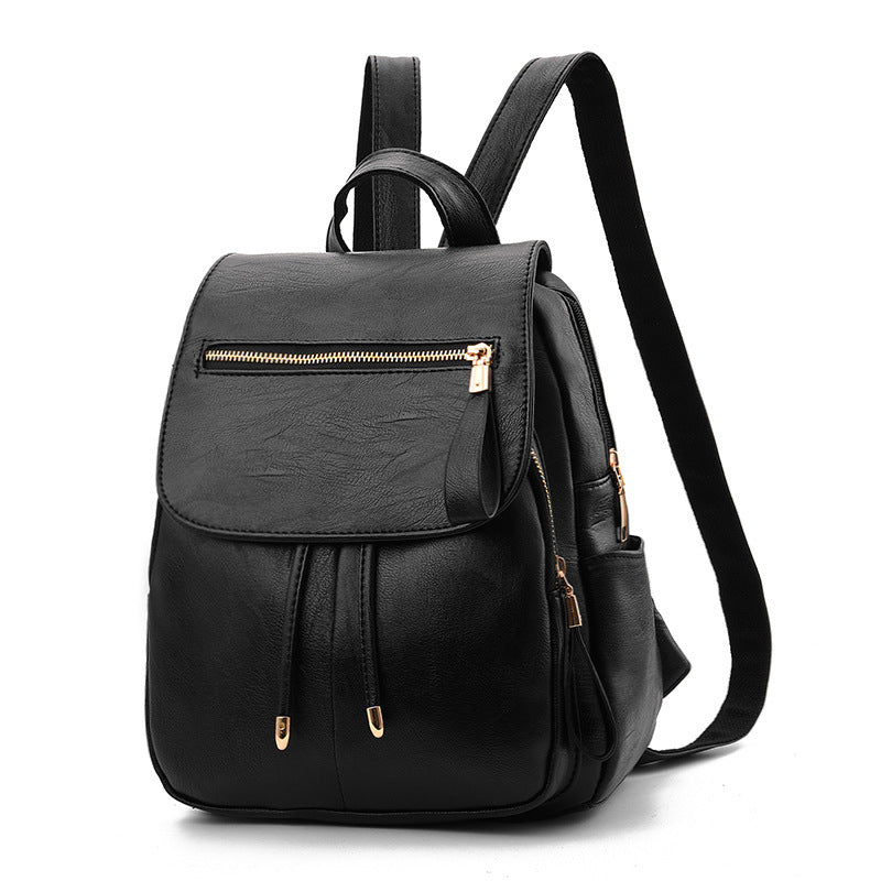 Soft leather travel backpack