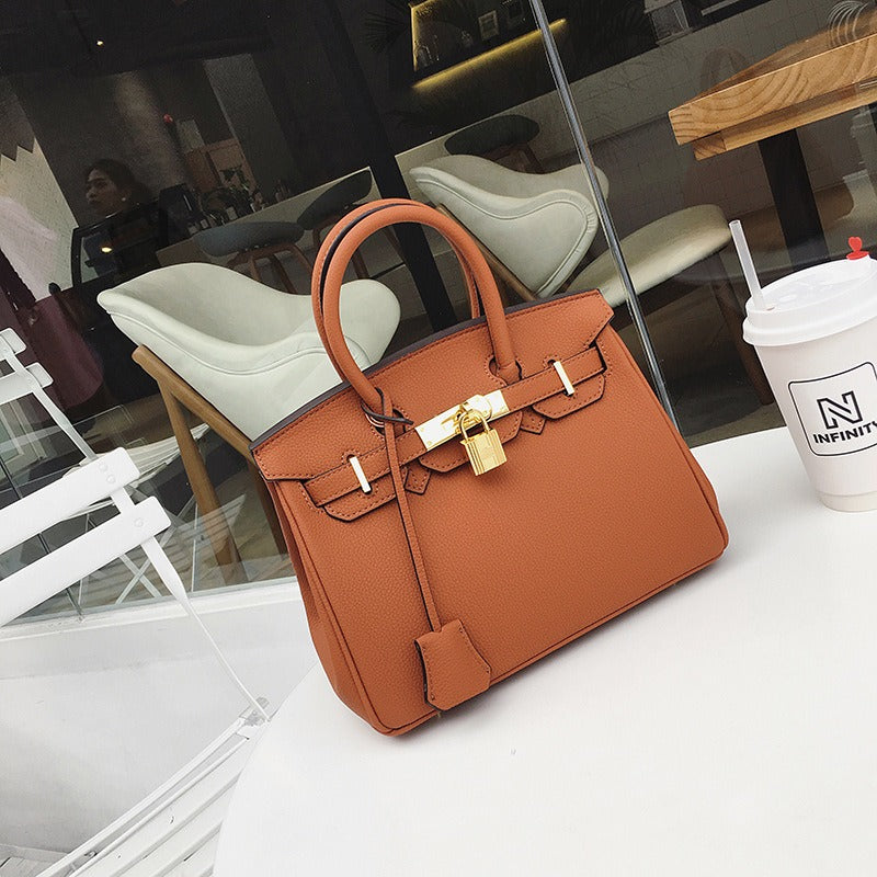 Women's Litchi Grain Handbag – PU Leather Crossbody Bag