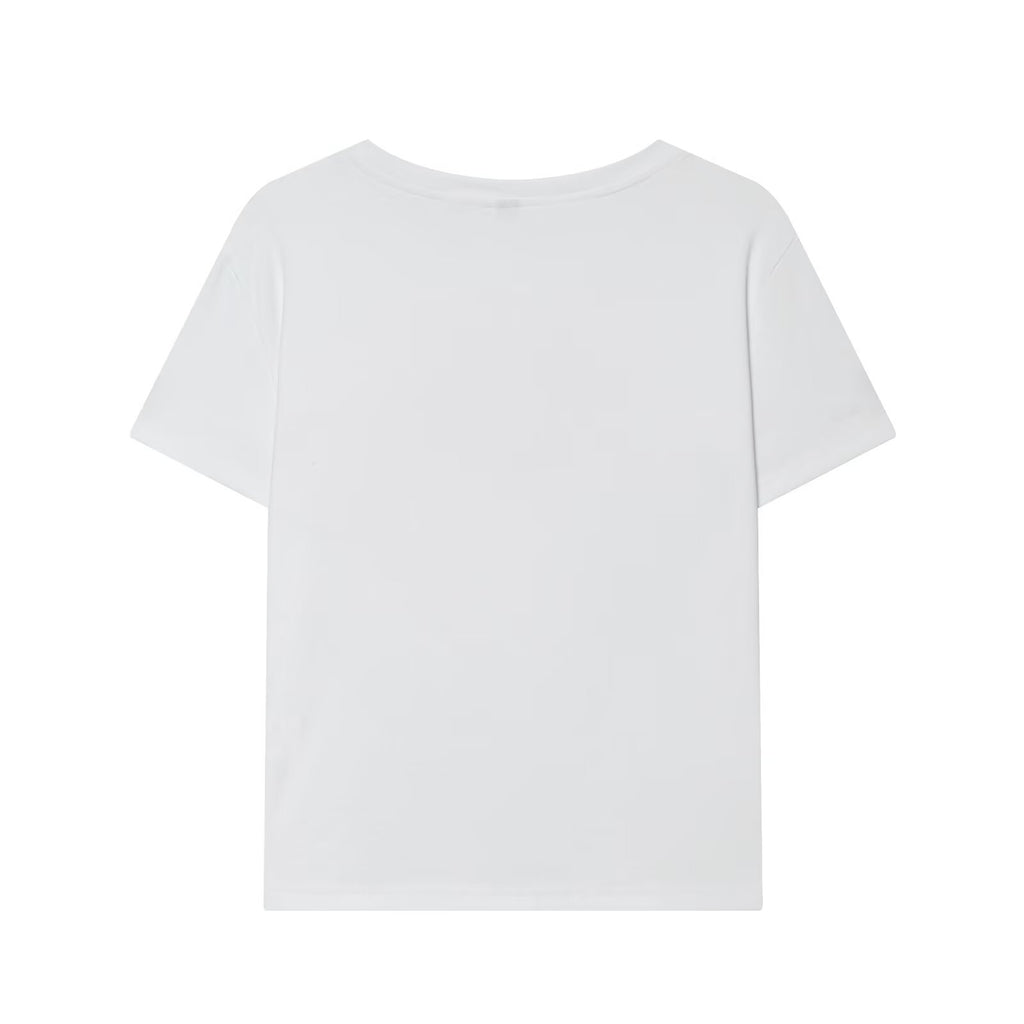 T-shirt femme blanc à imprimé tulipes orange