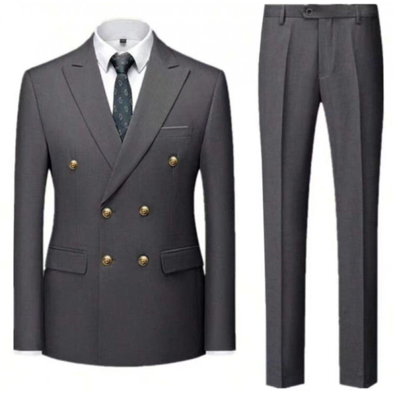 Costume homme croisé à boutons dorés – Coupe ajustée