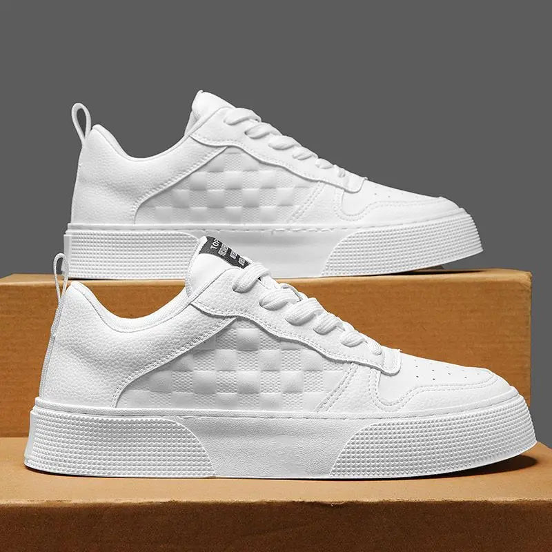 Men's Summer Sneakers – White, Thick Sole, Breathable, Trendy Style