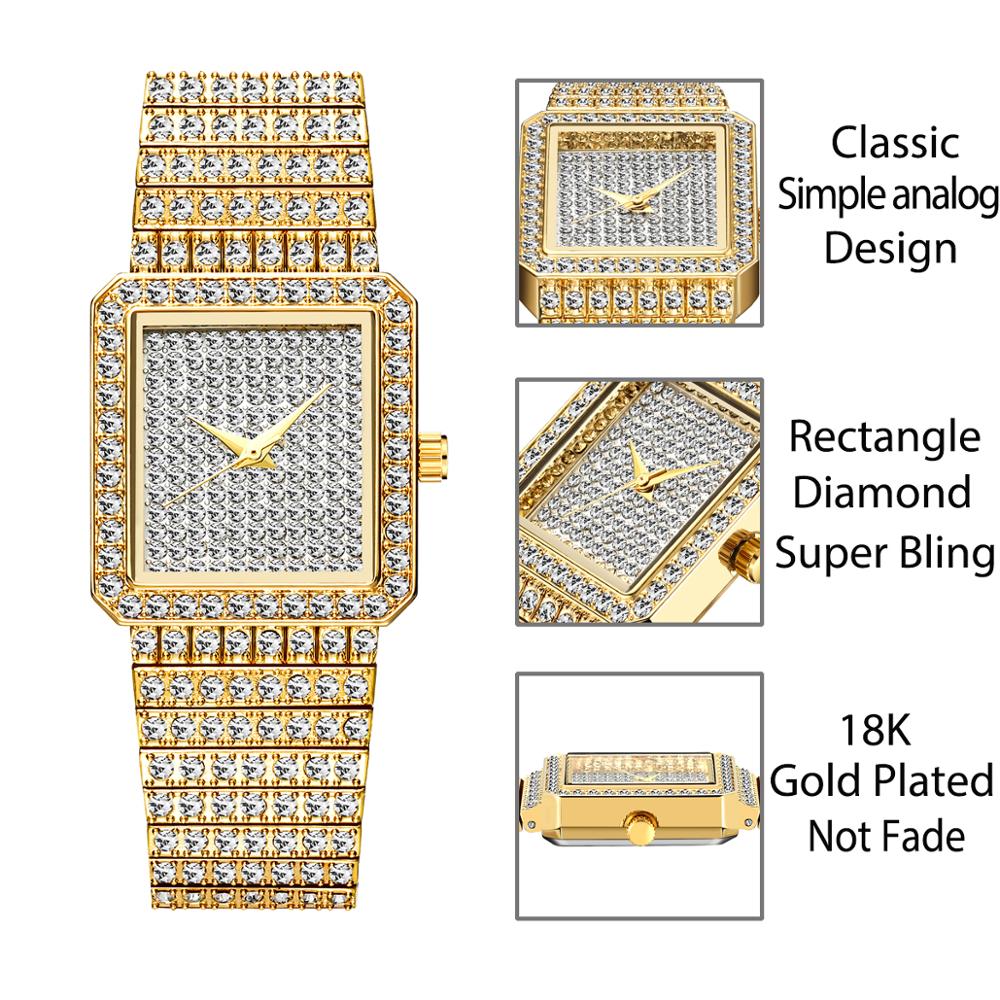 Montre Femme MISSFOX Carrée Diamants – Finition Dorée, Quartz Luxe