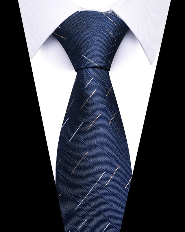 Cravate homme rayée en polyester – 8 cm
