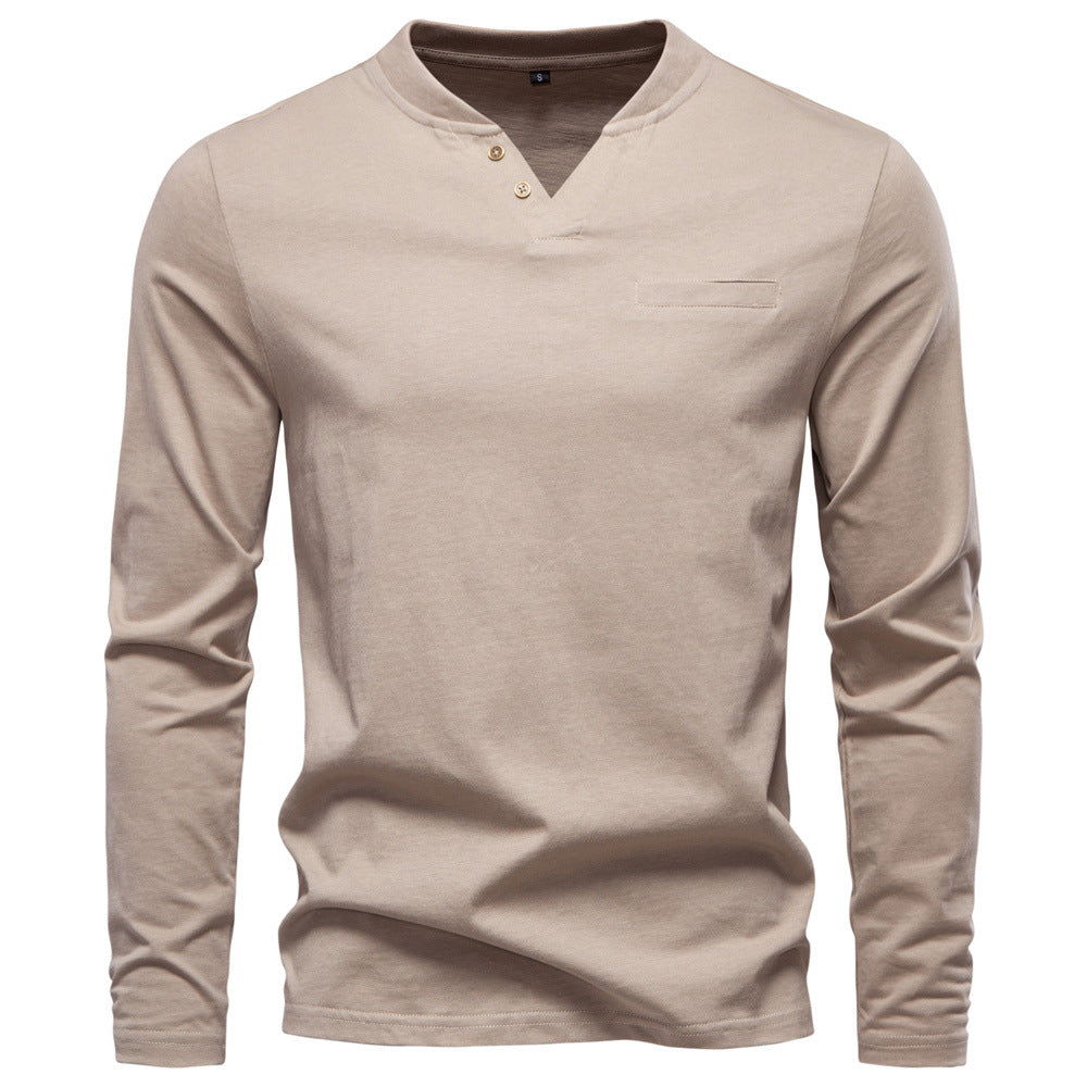 T-Shirt Col V Manches Longues Homme – Slim, Boutonné