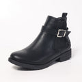 Bottines Courtes Femme Automne Hiver – Talon Bas Confortable, Boucle, Cuir Carreauté