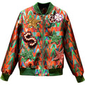 Bomber femme multicolore en jacquard à écussons fantaisie