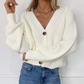 Cardigan femme col V boutoné acrylique casual du S au XXXL