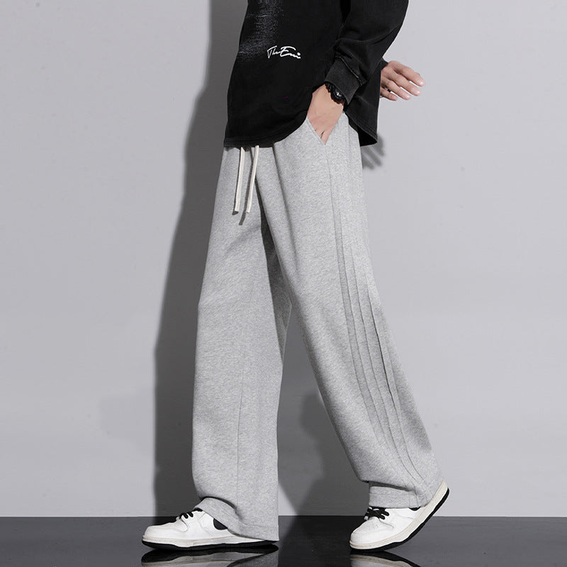Pantalon homme large fluide – Jambe droite, taille à cordon, style chic décontracté