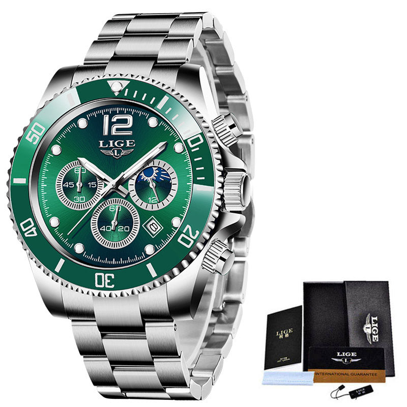 Herren-Sportuhr Chronograph Quarz – Edelstahl wasserdicht 30M