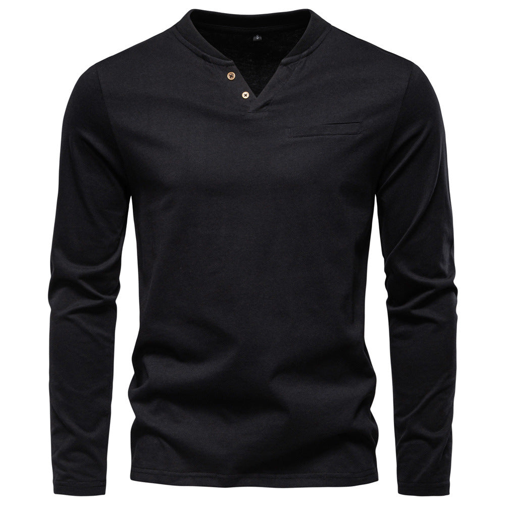 T-Shirt Col V Manches Longues Homme – Slim, Boutonné