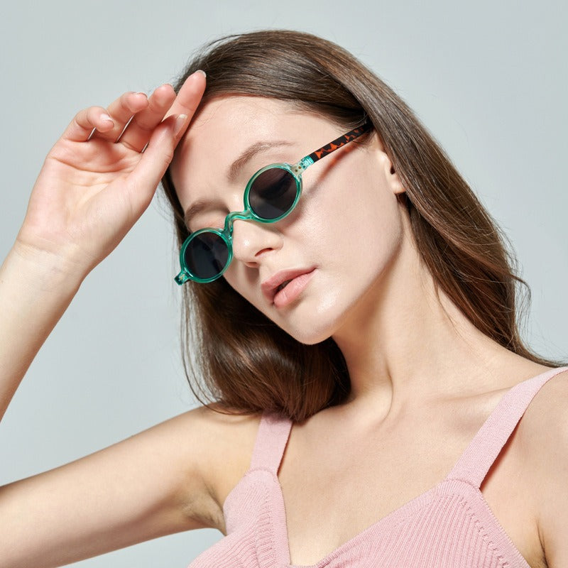 Trendige zweifarbige Sonnenbrille – Floral- & Ins-Stil, PC-Rahmen