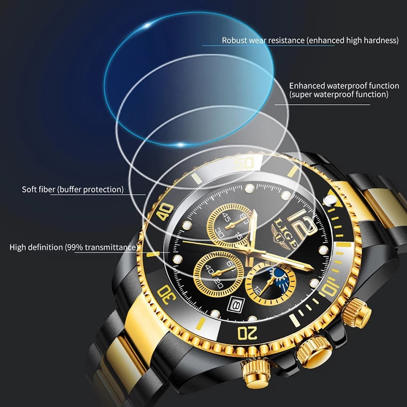 Montre Homme Sport Chronographe Quartz – Acier Étanche 30M