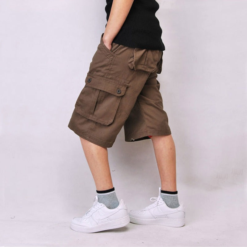 Bermuda cargo homme en coton à poches multiples