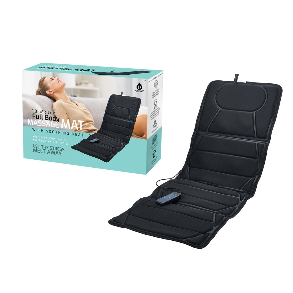 Tapis de Massage Chauffant Premium – 10 Moteurs Vibrants + Double Chauffage | Massage Complet Corps & Dos